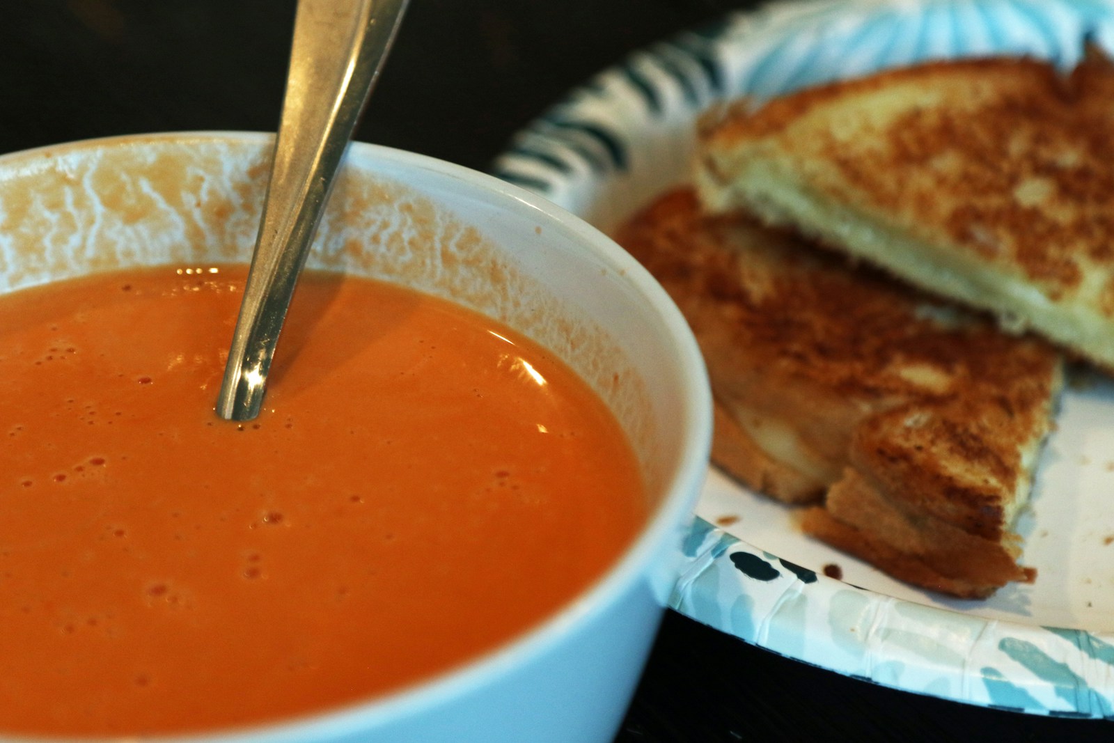 Tomato soup with grilled cheese sandwich